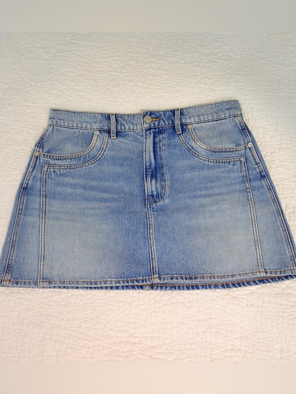 Veronica Beard Light Wash Denim Mini Skirt
